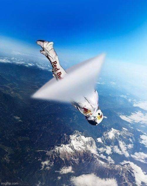 Skydiver breaking the sound barrierPhoto credit: Jean-Pierre Tessari | image tagged in sonic boom,skydiving,awesome,photography | made w/ Imgflip meme maker