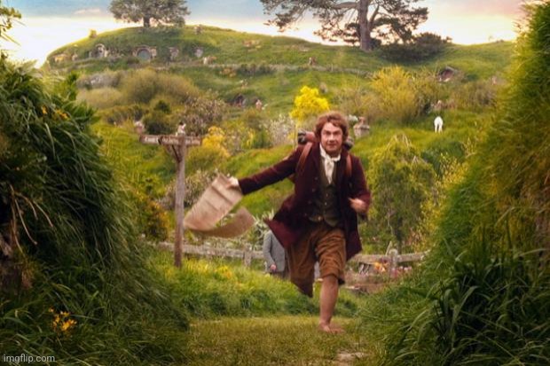 bilbo leaves the shire | image tagged in bilbo leaves the shire | made w/ Imgflip meme maker