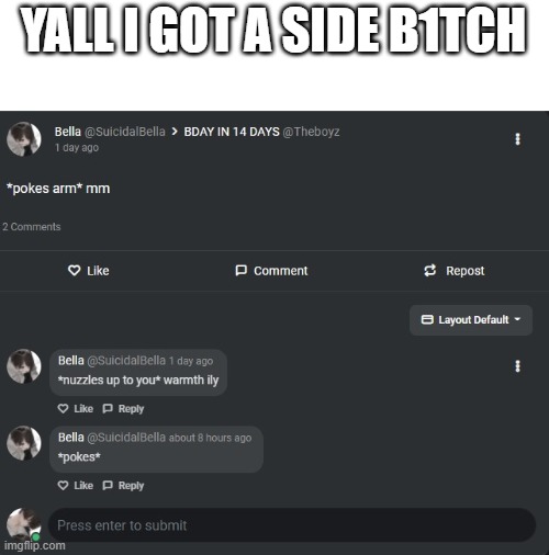 YALL I GOT A SIDE B1TCH | made w/ Imgflip meme maker