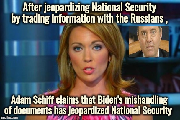 Being thrown under the bus | After jeopardizing National Security by trading information with the Russians , Adam Schiff claims that Biden's mishandling of documents has jeopardized National Security | image tagged in real news network,adam schiff,liar,traitor,russian asset | made w/ Imgflip meme maker