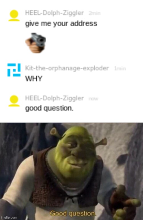 fr a good question | image tagged in shrek good question | made w/ Imgflip meme maker