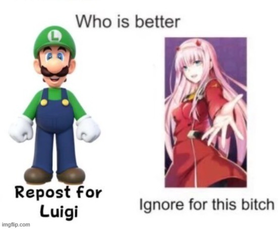 do literally anything for luigi (luigi >>>>>>>>>>> mario (luigi deserves more games of his own)) | made w/ Imgflip meme maker