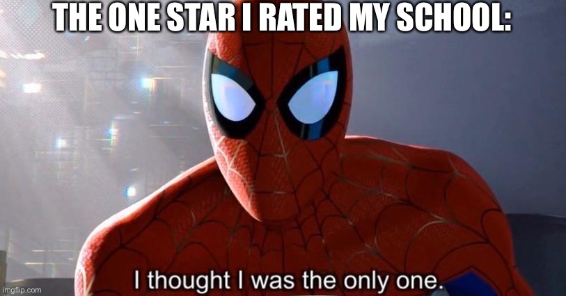 I thought I was the only one | THE ONE STAR I RATED MY SCHOOL: | image tagged in i thought i was the only one | made w/ Imgflip meme maker