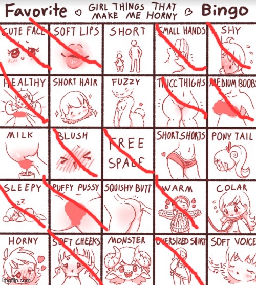 Challenge: Do this but check off everything that YOU have | image tagged in favorite girl things that make me horny bingo | made w/ Imgflip meme maker