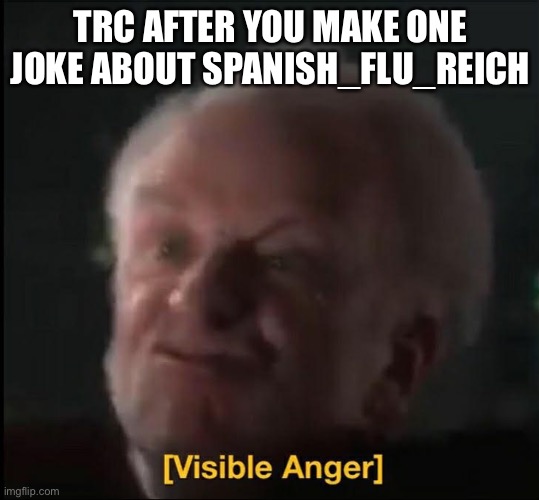 So true tho | TRC AFTER YOU MAKE ONE JOKE ABOUT SPANISH_FLU_REICH | image tagged in visible anger | made w/ Imgflip meme maker