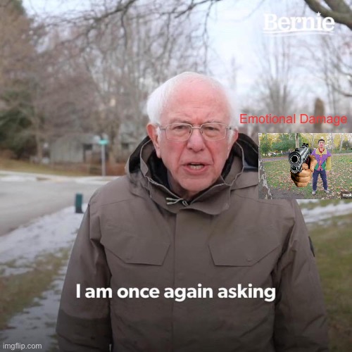 When you when the a EMOTIONAL DAMAGE ??‍♂️ | Emotional Damage | image tagged in memes,bernie i am once again asking for your support | made w/ Imgflip meme maker
