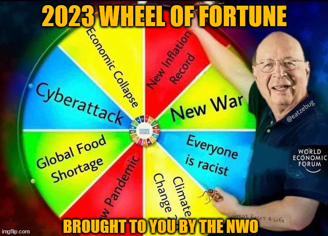 It's time for the New Wheel of Fortune... | 2023 WHEEL OF FORTUNE; BROUGHT TO YOU BY THE NWO | image tagged in nwo police state,evil government | made w/ Imgflip meme maker