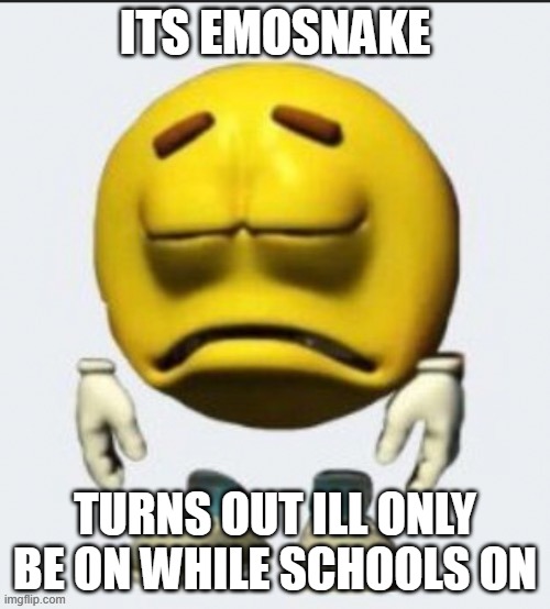 Sad emoji | ITS EMOSNAKE; TURNS OUT ILL ONLY BE ON WHILE SCHOOLS ON | image tagged in sad emoji boi | made w/ Imgflip meme maker