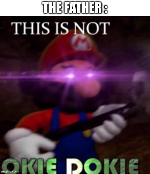 THIS IS NOT O K I E   D O K I E | THE FATHER : | image tagged in this is not o k i e d o k i e | made w/ Imgflip meme maker