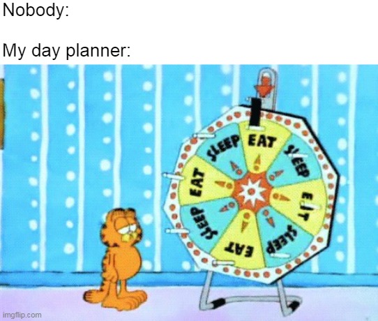 Nobody:
 
My day planner: | image tagged in meme,memes,funny,humor,relatable | made w/ Imgflip meme maker