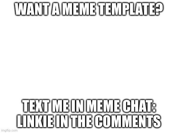 WANT A MEME TEMPLATE? TEXT ME IN MEME CHAT: LINKIE IN THE COMMENTS | image tagged in blank meme template | made w/ Imgflip meme maker