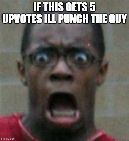 surprised | IF THIS GETS 5 UPVOTES ILL PUNCH THE GUY | image tagged in surprise | made w/ Imgflip meme maker