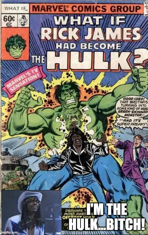 What If? | I'M THE HULK...BITCH! | image tagged in rick james | made w/ Imgflip meme maker