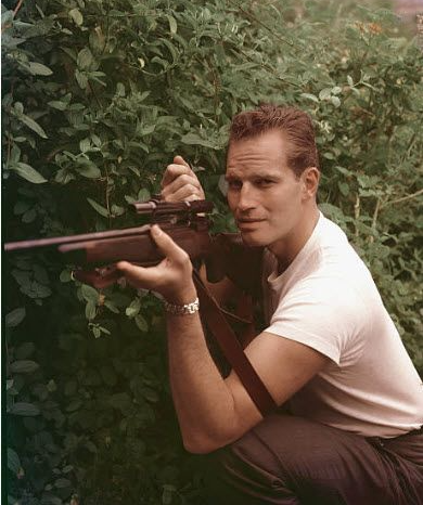 High Quality Charlton Heston firing a rifle Blank Meme Template