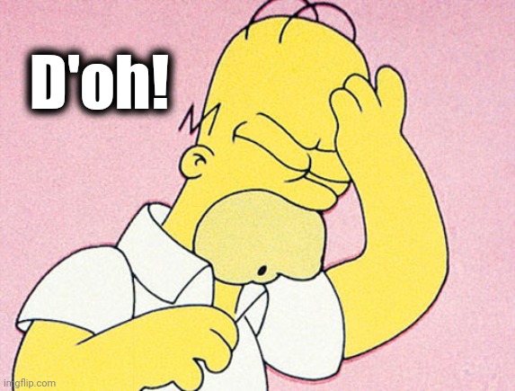 Homer Simpson D'oh | D'oh! | image tagged in homer simpson d'oh | made w/ Imgflip meme maker