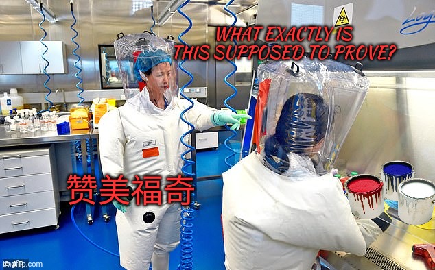 Wuhan Chinese Virus Lab | 赞美福奇 WHAT EXACTLY IS THIS SUPPOSED TO PROVE? | image tagged in wuhan chinese virus lab | made w/ Imgflip meme maker