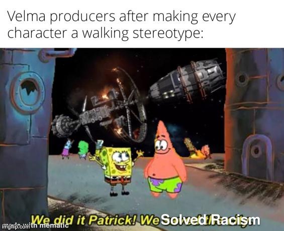 image tagged in repost,memes,spongebob,funny,we did it patrick we saved the city,velma | made w/ Imgflip meme maker