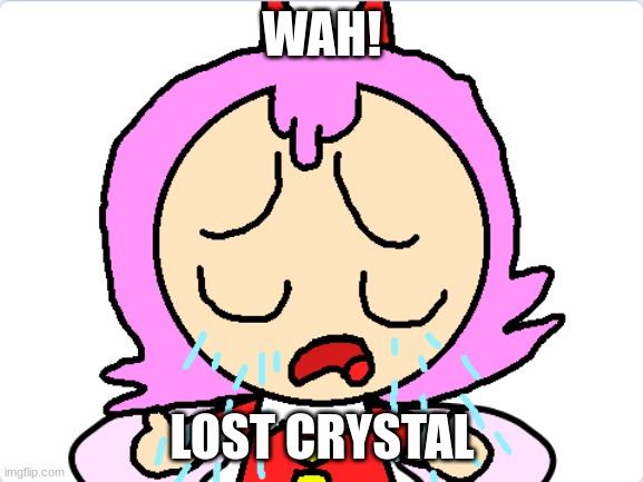 Ribbon is crying | WAH! LOST CRYSTAL | image tagged in ribbon is crying,cute,kirby64,ribbon,nintendo,funny | made w/ Imgflip meme maker