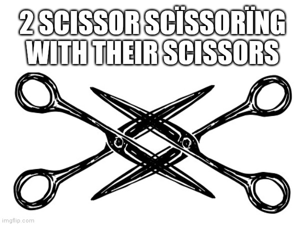 Bruh | 2 SCISSOR SCÏSSORÏNG WITH THEIR SCISSORS | image tagged in memes,scissors | made w/ Imgflip meme maker
