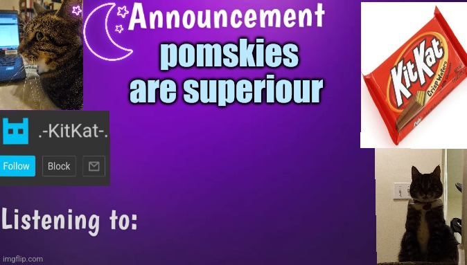 Kitty's announcment temp V3 | pomskies are superiour | image tagged in kitty's announcment temp v3 | made w/ Imgflip meme maker