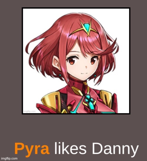 Pyra likes Danny | image tagged in pyra likes danny | made w/ Imgflip meme maker