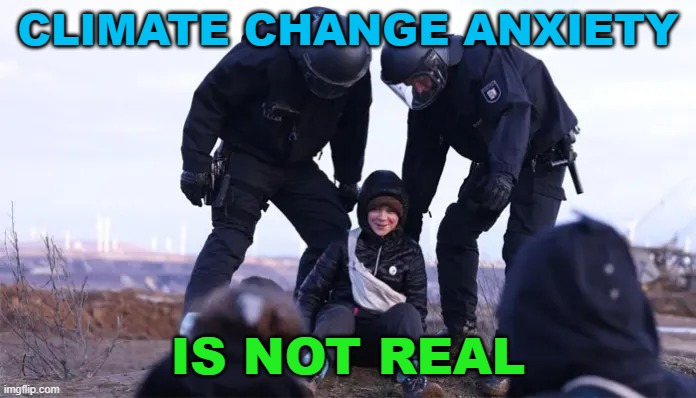 Climate Change Anxiety Is Not Real | CLIMATE CHANGE ANXIETY; IS NOT REAL | image tagged in greta thunberg | made w/ Imgflip meme maker