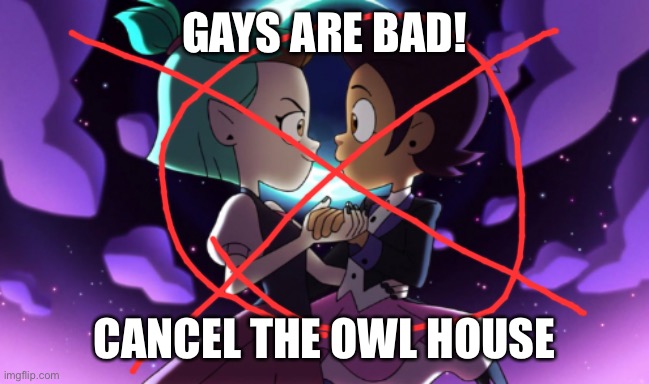 The Owl House | GAYS ARE BAD! CANCEL THE OWL HOUSE | image tagged in the owl house | made w/ Imgflip meme maker