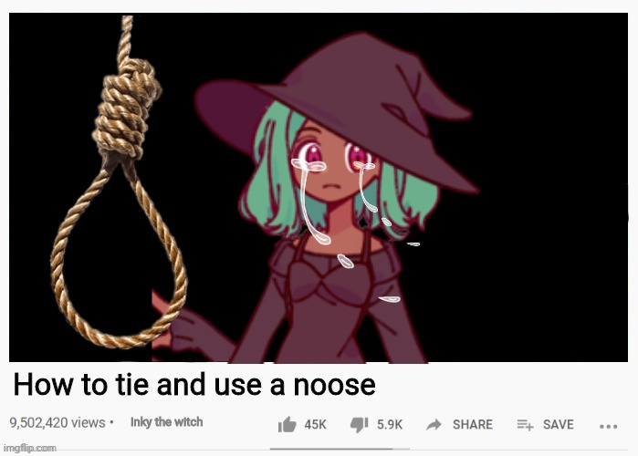 Something that happened in Trollface's character development idea | How to tie and use a noose; Inky the witch | made w/ Imgflip meme maker