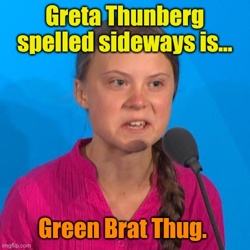 How Dare I. | Greta Thunberg spelled sideways is... Green Brat Thug. | made w/ Imgflip meme maker