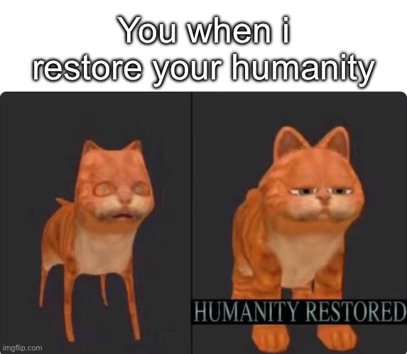 humanity restored | You when i restore your humanity | image tagged in humanity restored | made w/ Imgflip meme maker