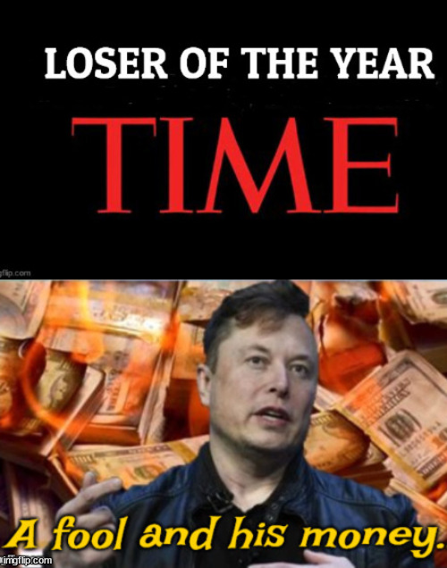 LOSER | image tagged in elon musk,time magazine person of the year | made w/ Imgflip meme maker