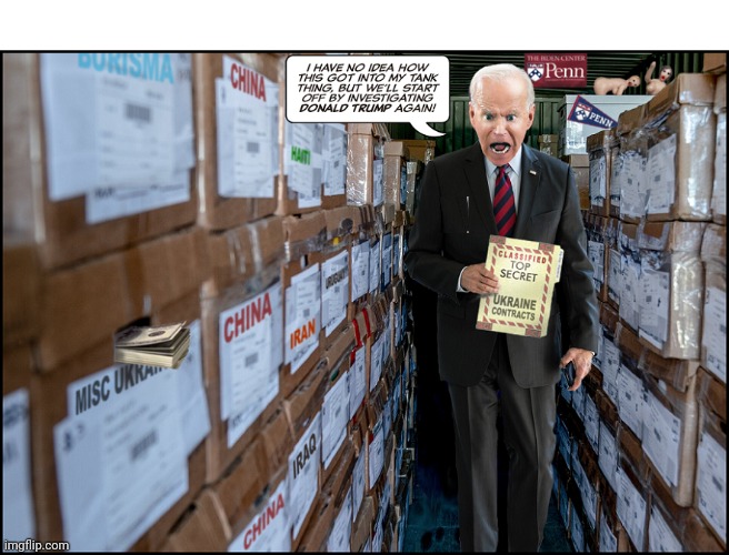 Biden The Bumbling Buffoon | I HAVE NO IDEA OF THESE GOT INTO MY TANK THING, BUT WE'LL START OFF BY INVESTIGATING DONALD TRUMP AGAIN! | image tagged in sad joe biden,moron | made w/ Imgflip meme maker