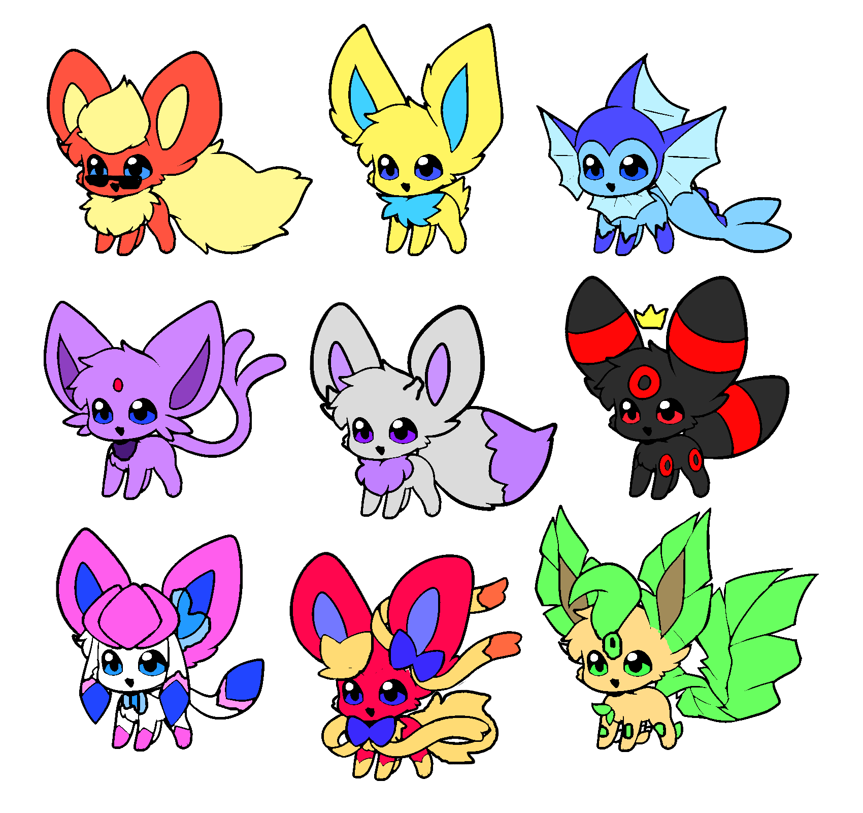 eeveelution squad chibis Blank Meme Template