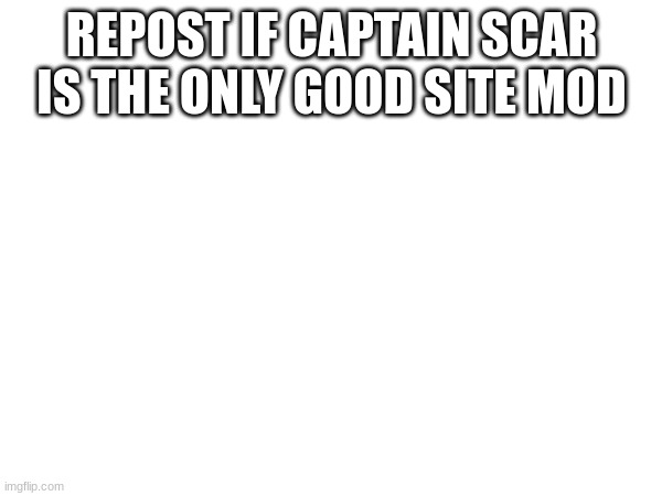 REPOST IF CAPTAIN SCAR IS THE ONLY GOOD SITE MOD | made w/ Imgflip meme maker