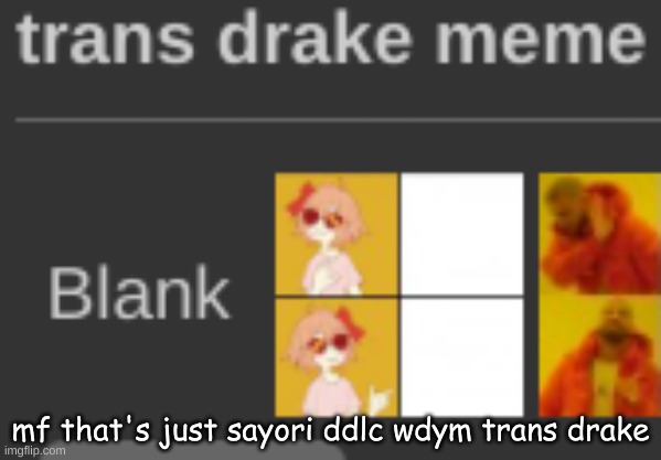 mf that's just sayori ddlc wdym trans drake | made w/ Imgflip meme maker