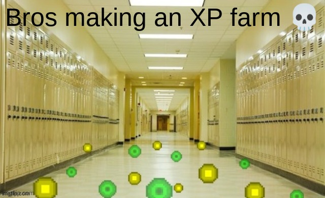 Credit to Plant_The_Cat  for original image | Bros making an XP farm 💀 | image tagged in school xp | made w/ Imgflip meme maker