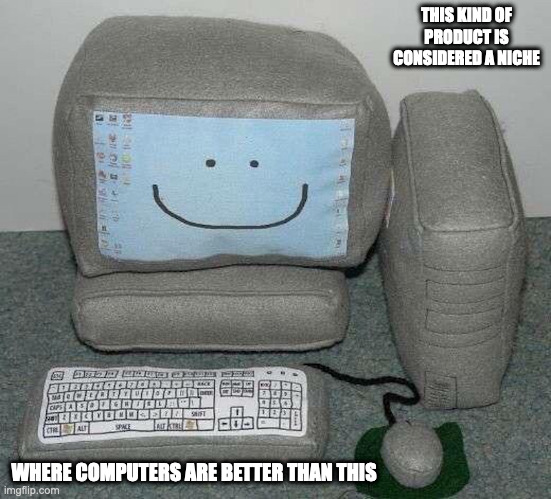 Desktop Plush | THIS KIND OF PRODUCT IS CONSIDERED A NICHE; WHERE COMPUTERS ARE BETTER THAN THIS | image tagged in plush,computer,memes | made w/ Imgflip meme maker