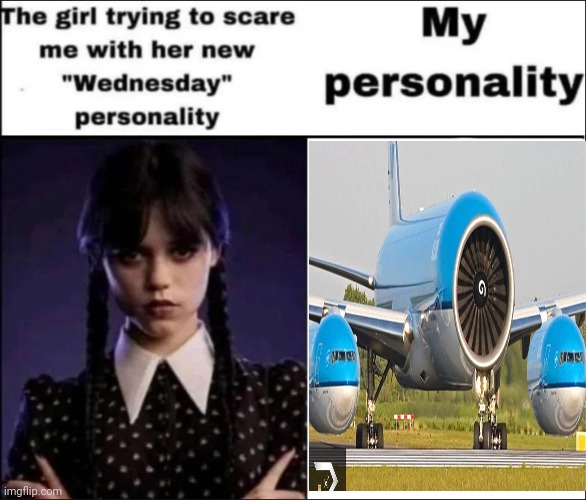 The girl trying to scare me with her new Wednesday personality | image tagged in the girl trying to scare me with her new wednesday personality | made w/ Imgflip meme maker