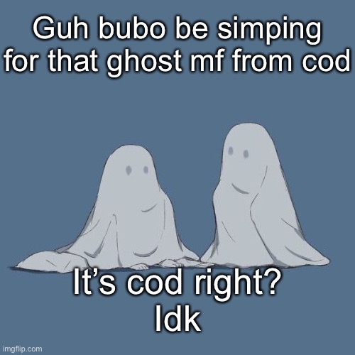 Avogado6 | Guh bubo be simping for that ghost mf from cod; It’s cod right?
Idk | image tagged in avogado6 | made w/ Imgflip meme maker
