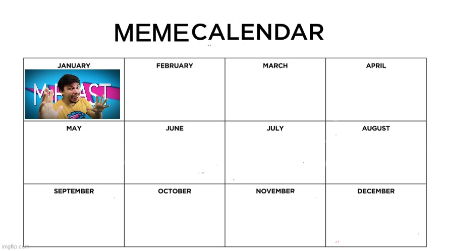 Meme of the month january: Rap Battle MrBeast | image tagged in meme calendar | made w/ Imgflip meme maker