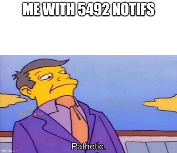 Pathetic | ME WITH 5492 NOTIFS | image tagged in pathetic | made w/ Imgflip meme maker