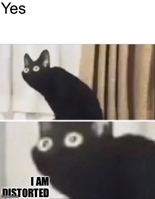 Oh No Black Cat | Yes I AM DISTORTED | image tagged in oh no black cat | made w/ Imgflip meme maker