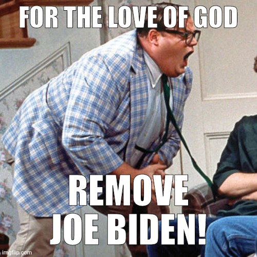 It's a matter of national security. | FOR THE LOVE OF GOD; REMOVE JOE BIDEN! | image tagged in chris farley for the love of god | made w/ Imgflip meme maker