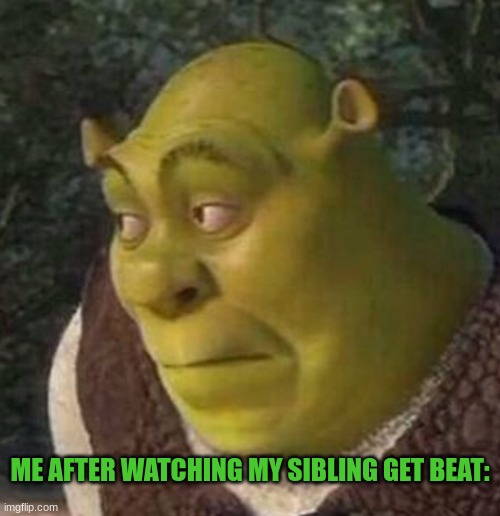 and i oop- | ME AFTER WATCHING MY SIBLING GET BEAT: | image tagged in shrek,mwahahaha | made w/ Imgflip meme maker