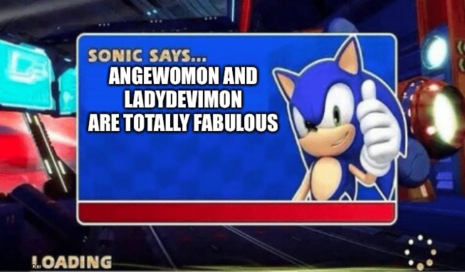 Even Sonic loves Angewomon and Ladydevimon | ANGEWOMON AND LADYDEVIMON ARE TOTALLY FABULOUS | image tagged in sonic says | made w/ Imgflip meme maker