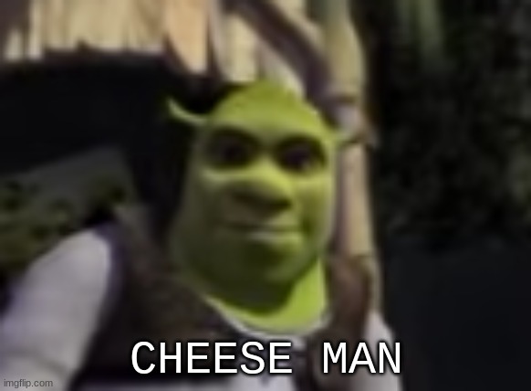 cheese man | CHEESE MAN | image tagged in shrok | made w/ Imgflip meme maker