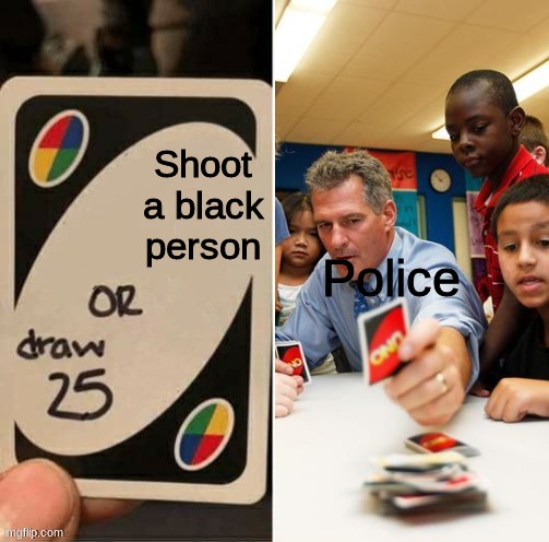 Sad reality | Shoot a black person; Police | image tagged in draw 25 doesn't draw | made w/ Imgflip meme maker