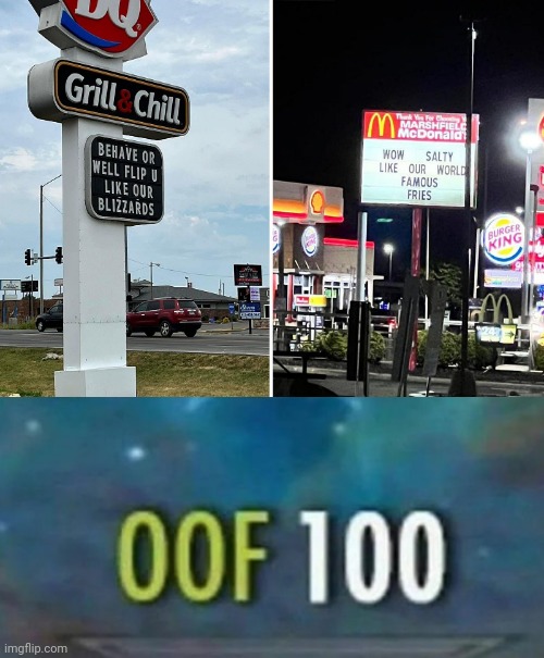 DQ vs McDonald's | image tagged in oof 100,dq,dairy queen,mcdonald's,memes,restaurant | made w/ Imgflip meme maker