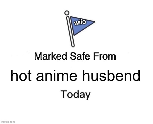 marked form | wife; hot anime husbend | image tagged in memes,marked safe from | made w/ Imgflip meme maker