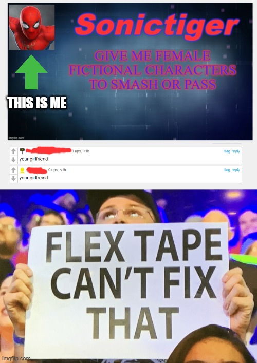 Ouch.  That was cold. | THIS IS ME | image tagged in flex tape cant fix that,insults,roasted,girlfriend | made w/ Imgflip meme maker